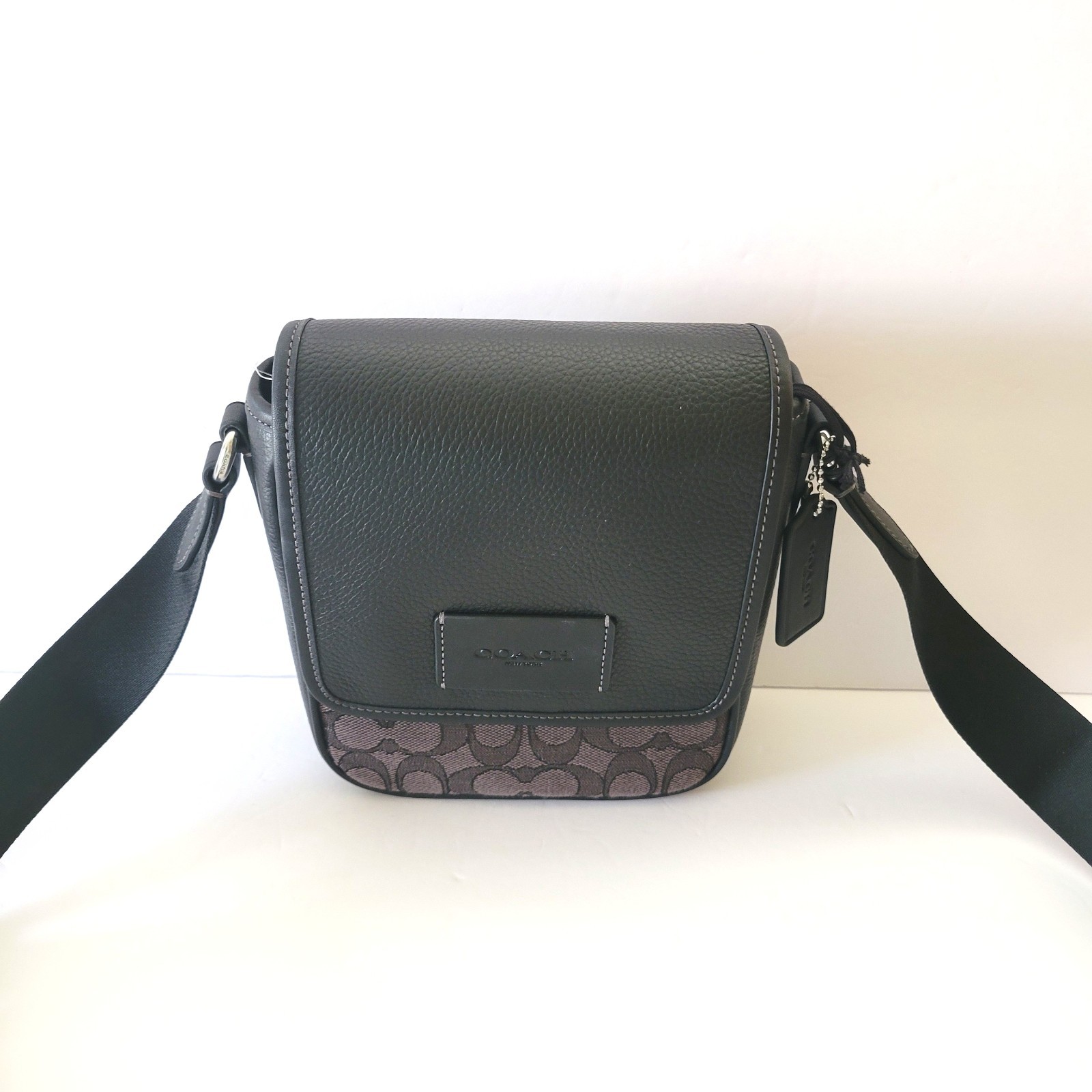 Coach CAT13 Lucas Crossbody Charcoal Signature Jacquard Black Messenger Bag