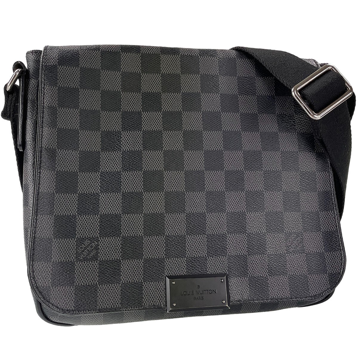 Louis Vuitton Damier Graphite District PM Leather Fabric Black Shoulder bag 1482