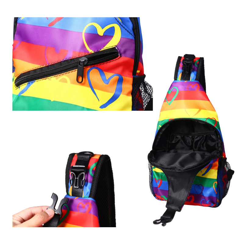 Men’s Womens Pride Day Rainbow Heart Crossbody Bag Anti-Theft Pride Shoulder Bag