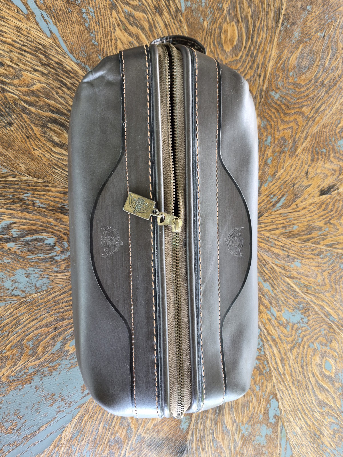 Vintage Buxton Leather Dopp Kit Dark Brown Shaving Toiletry Travel Bag