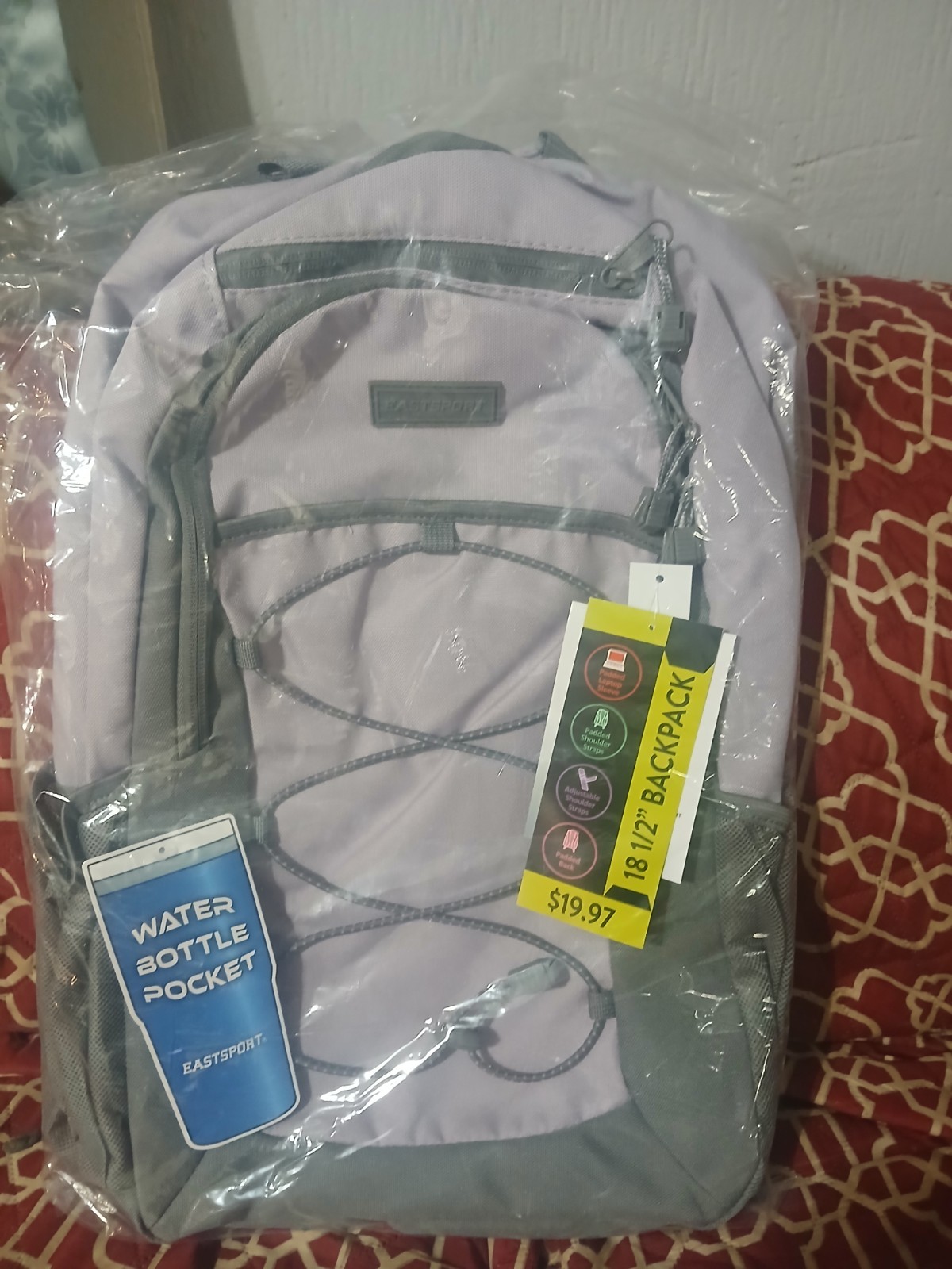 Eastsport Unisex Apex Sport 18″ Backpack, Thistle Purple Gray New With Tags
