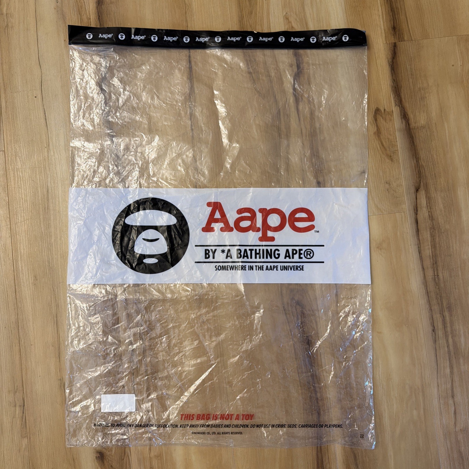 AAPE By A Bathing Ape Clear Plastic Shopping Garment Bag 24.5×17.5 Logo Zip Lock