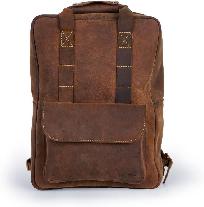 Genuine Leather Eastwood Motorcycle Backpack, Laptop Saddle Brown