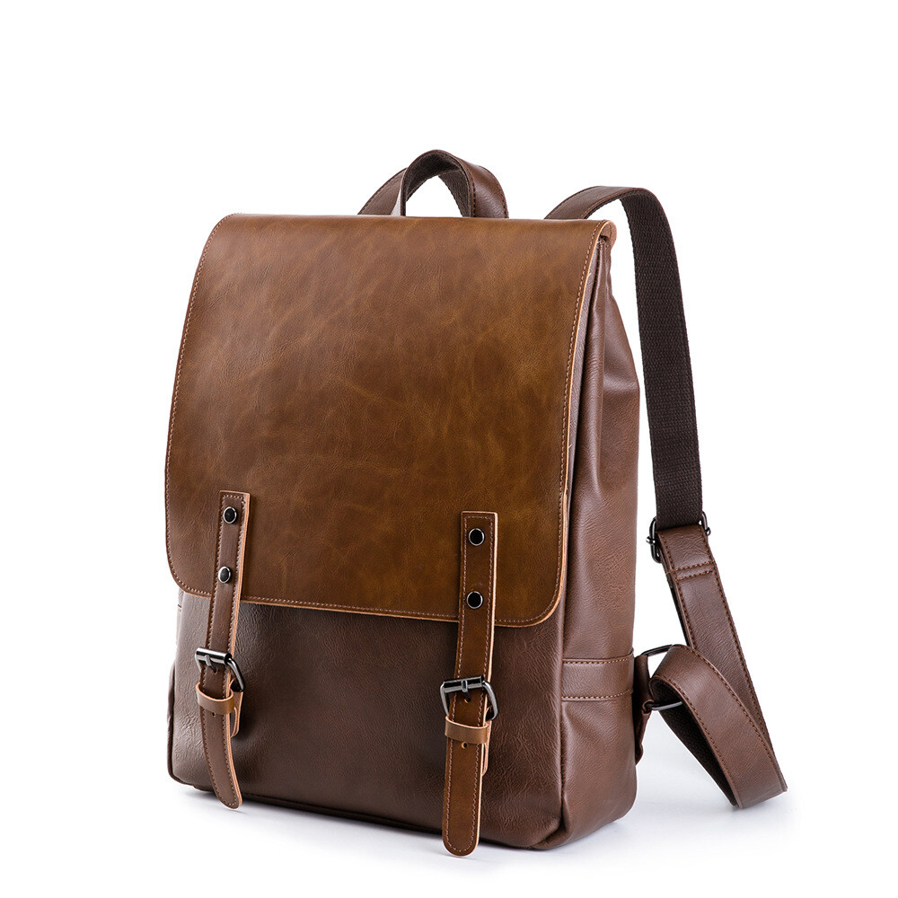 Men Large Capacity Leisure Travel Backpack Student Backpack Leather Backpack