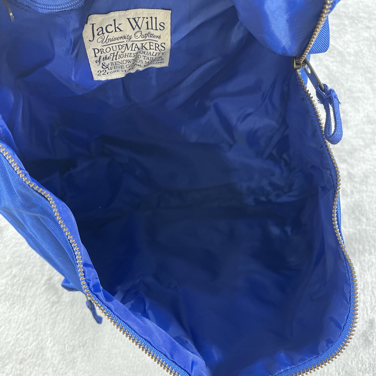 Jack Wills University Outfitter Royal Blue Backpack Zip Closure Lightweight EUC