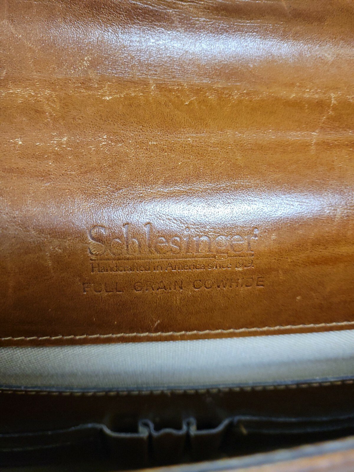 Schlesinger full grain cowhide leather briefcase