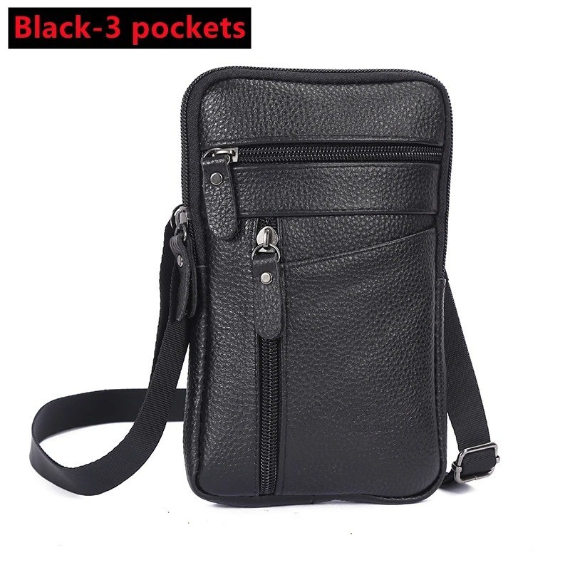 Men’s Leather Waist Pack Belt Bag Crossbody Phone Pouch Travel Shoulder Bag
