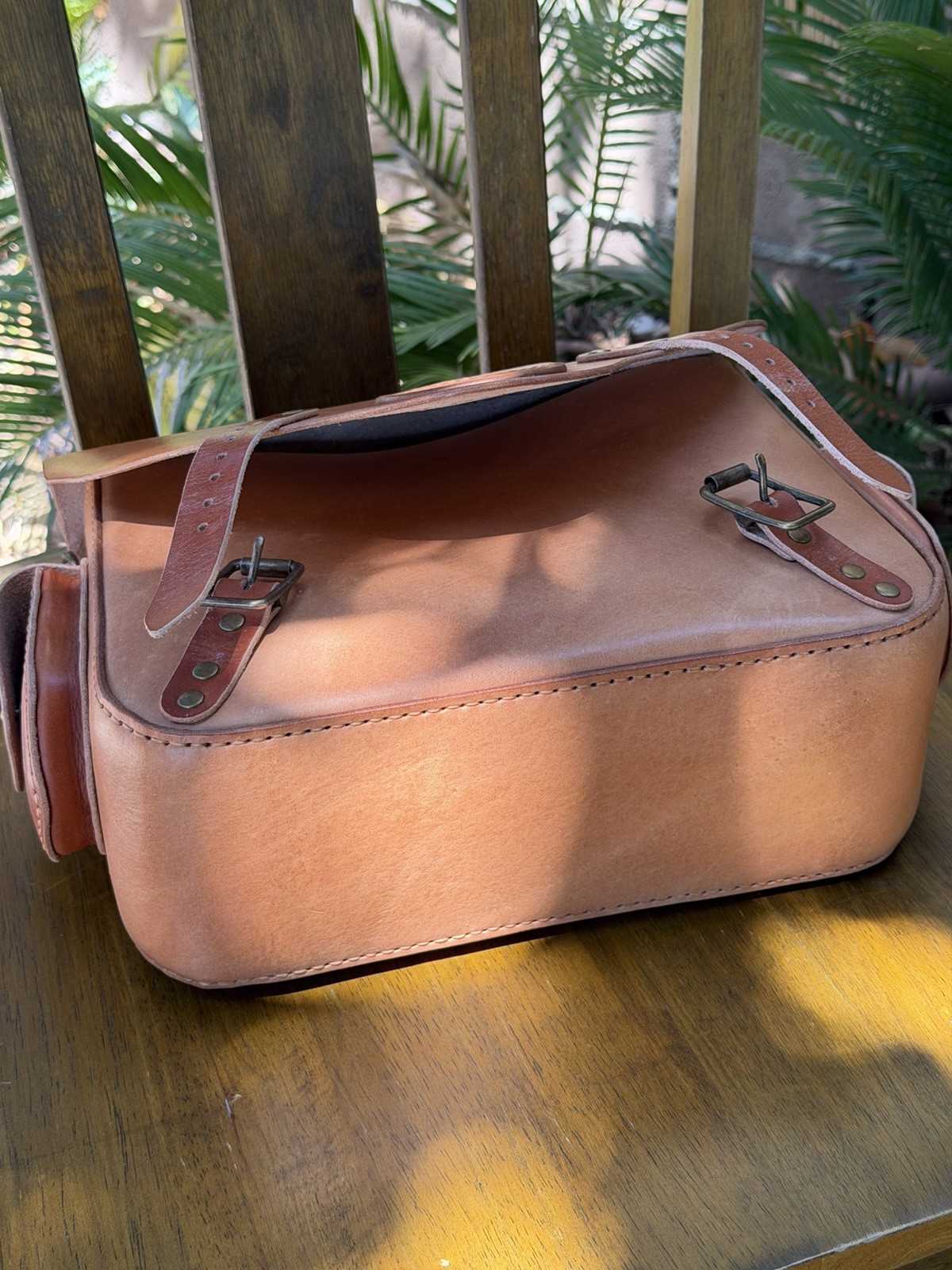 Brown Messenger Bag Medium Buckle Closure Top Handle with Outer Pockets