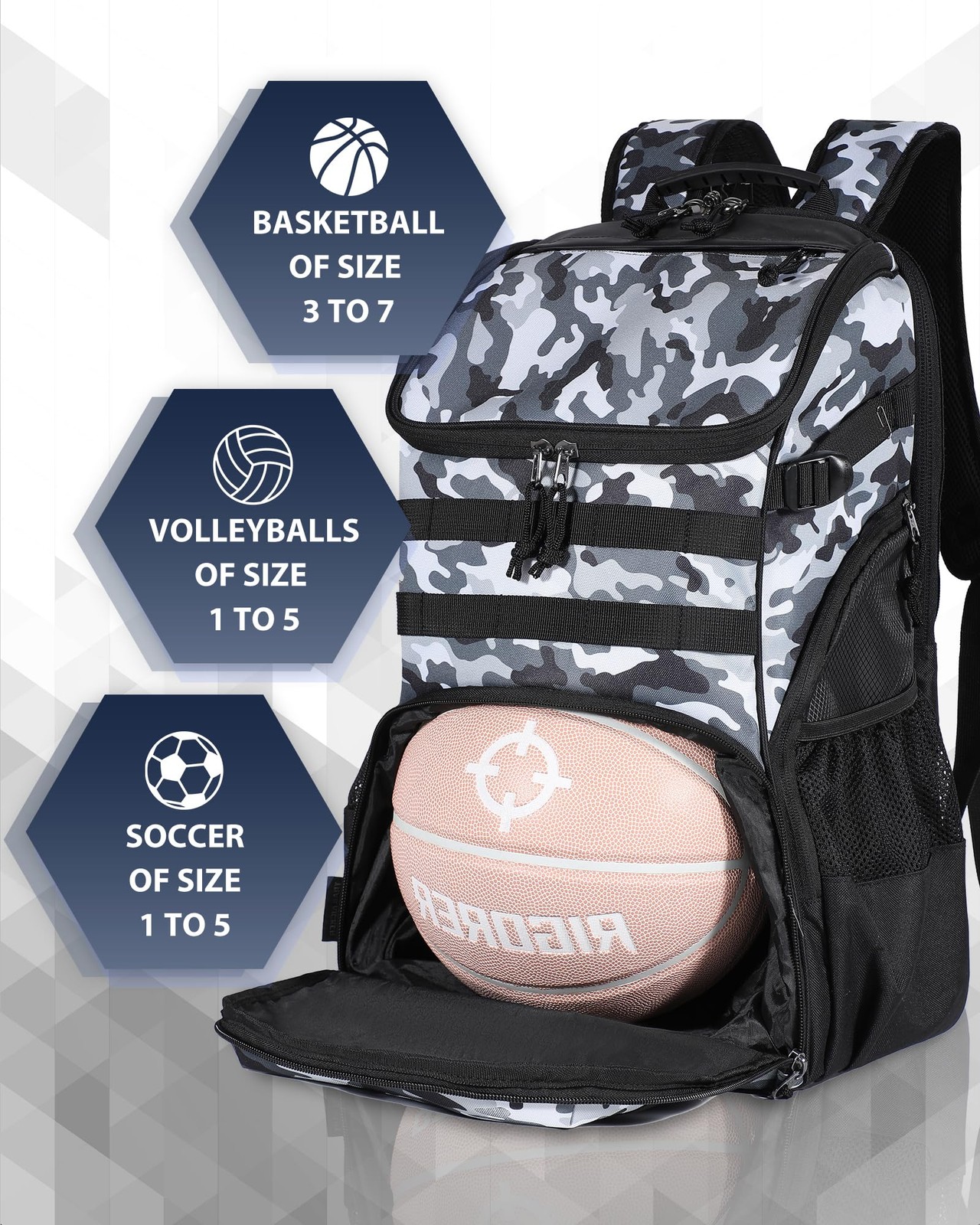 Basketball Bag Backpack with Ball Holder Multi-Sport Backpack for Soccer Voll…
