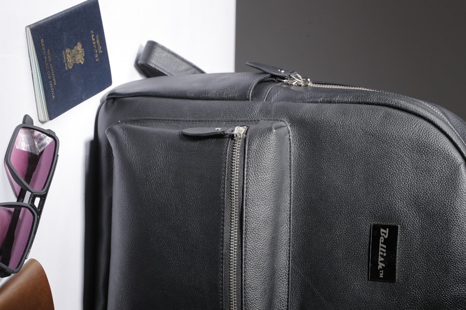 Bellish Altair Backpack Black Genuine Leather Polyester Lining Stylish Carry Bag