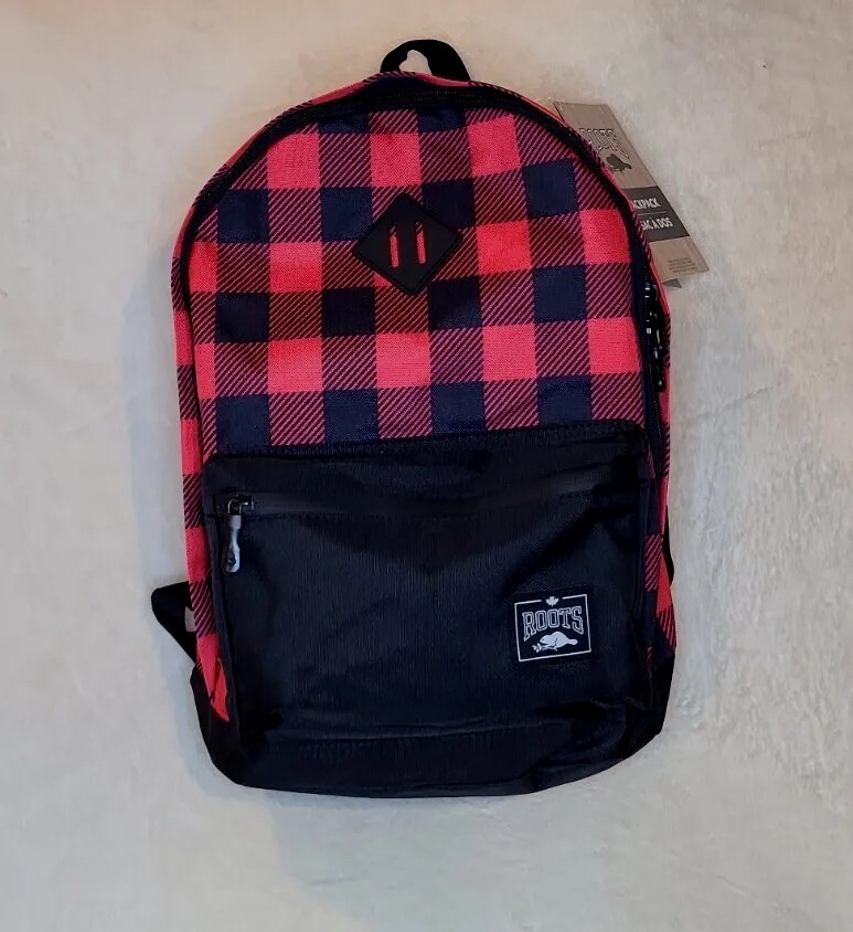 Roots Canada Feather-Weight Buffalo Plaid Backpack Water Resistant New With Tags