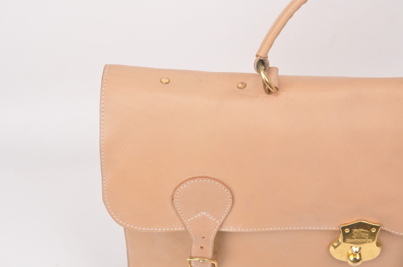 Burberry vintage tan leather briefcase bag