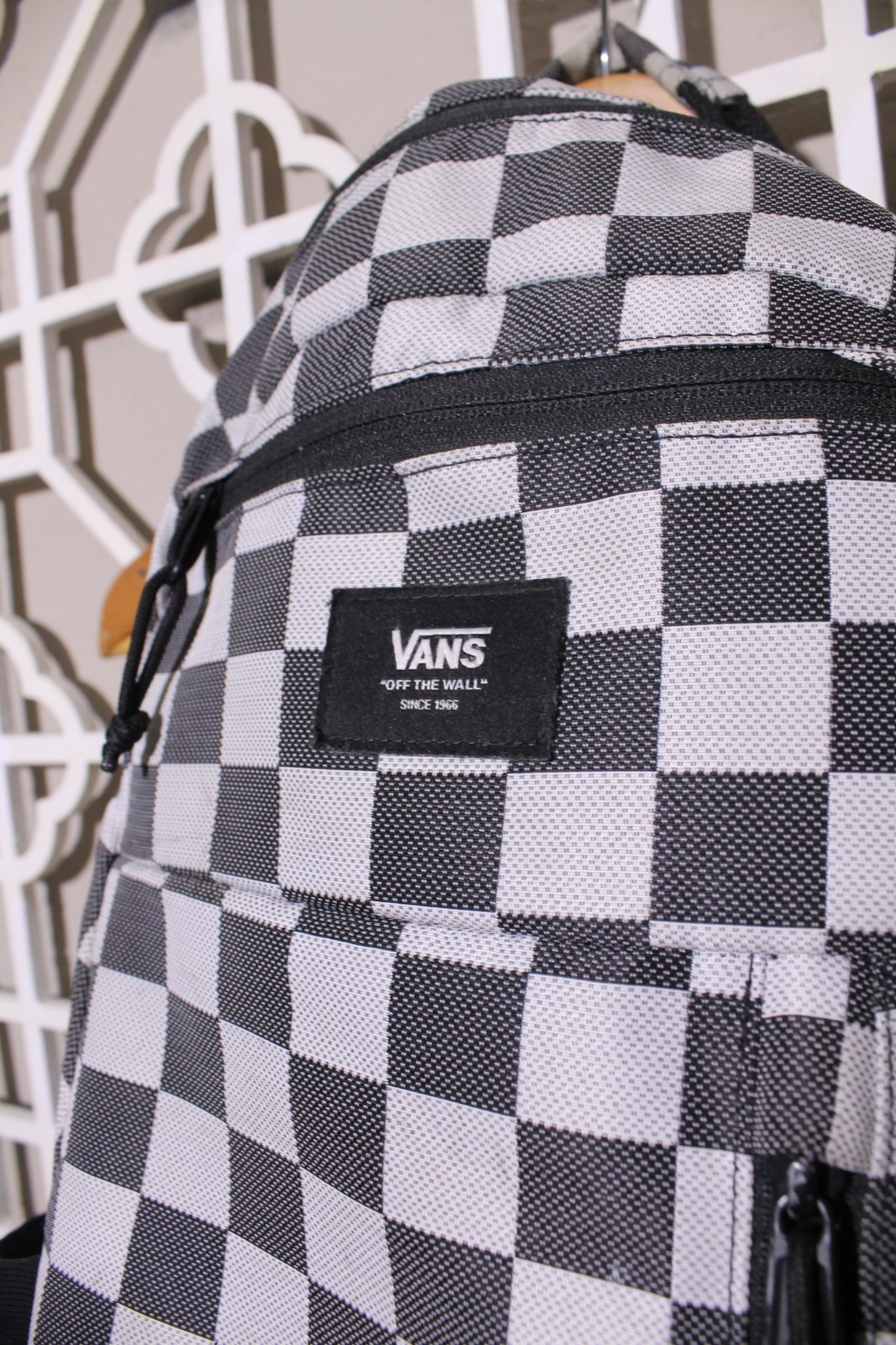 Vans Off the Wall Backpack Black White Book Bag College Checkerboard 19x12x7