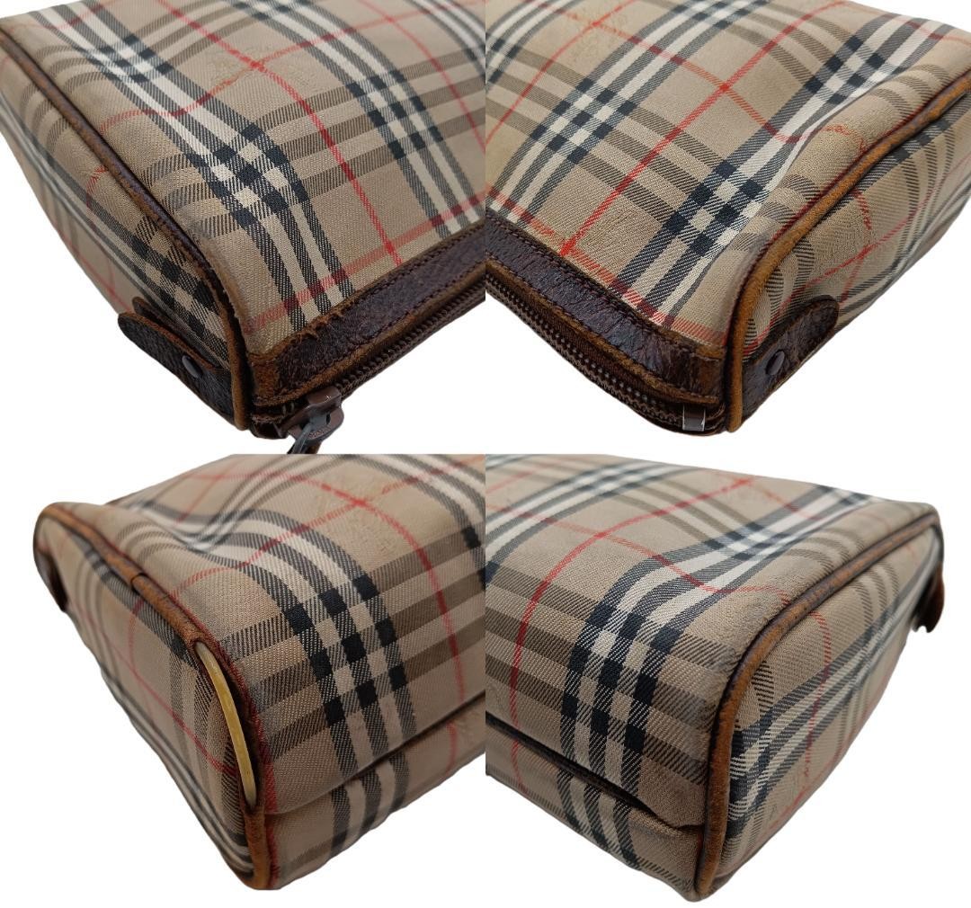 Authentic Burberrys Vintage Nova Plaid Clutch Bag Brown 15cm x 24cm x 5cm Damage