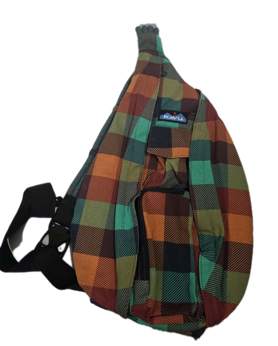 Kavu Multicolor Checked Sling Bag Crossbody Adjustable Strap Pockets NWOT
