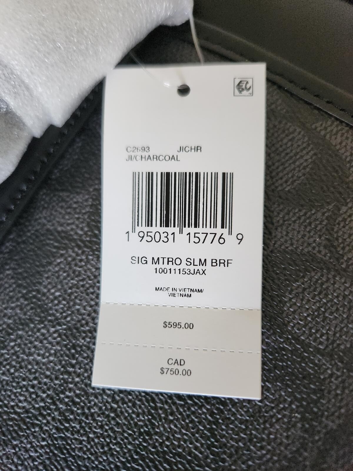 COACH Signature Metropolitan Slim Brief, Black/Charcoal, One Size