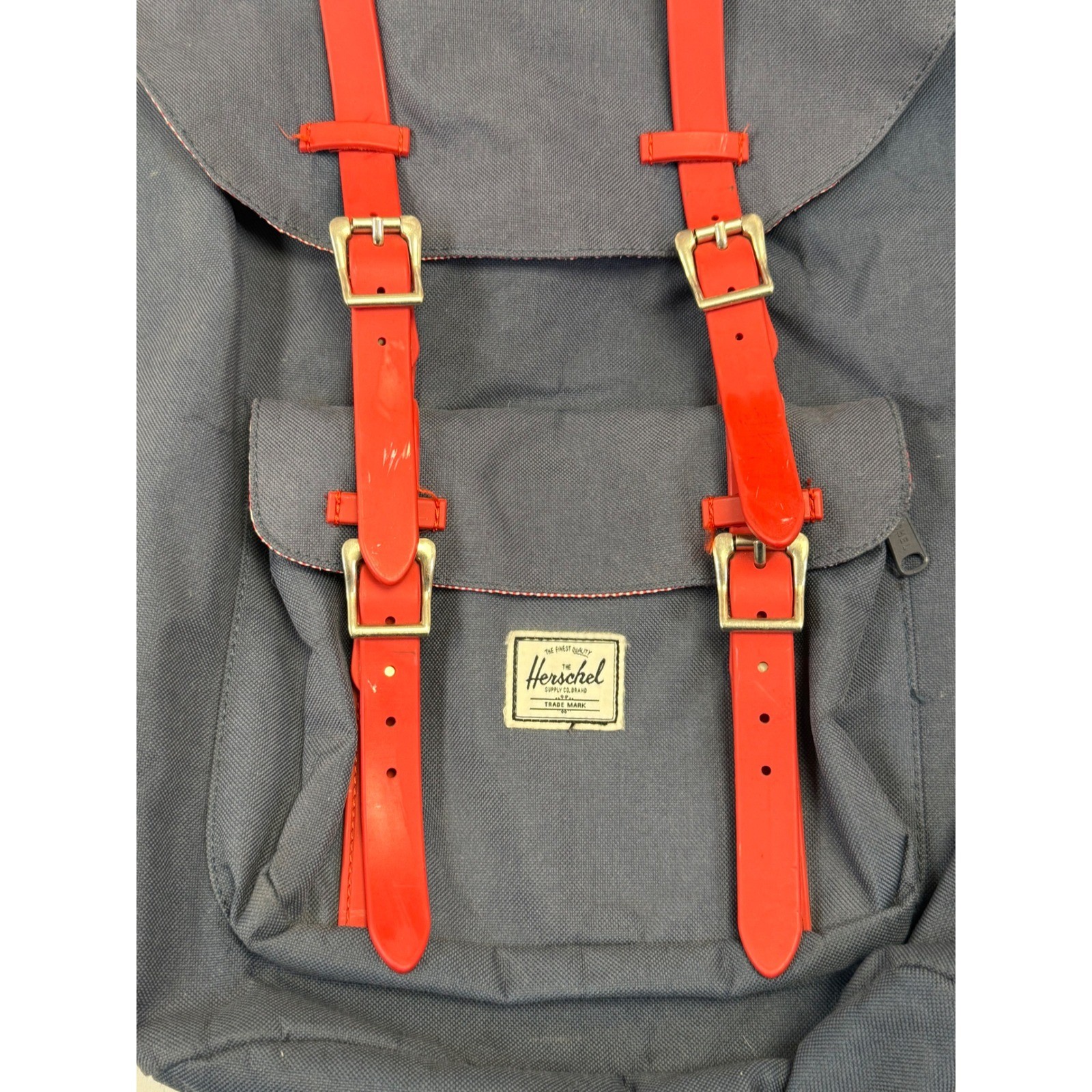 Herschel Supply Co Backpack Blue Red Straps Roll Top Casual Everyday Travel
