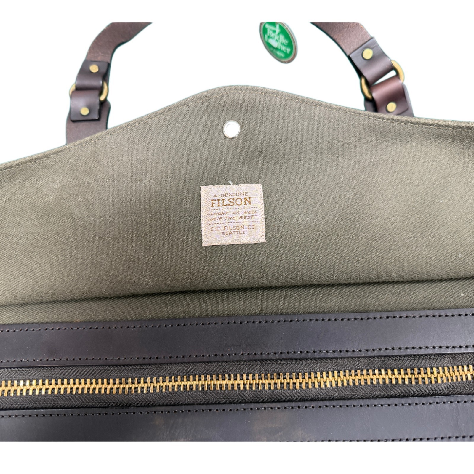 Filson Medium Rugged Twill Duffle Bag Bridle Leather Otter Green 222, 70222 OT
