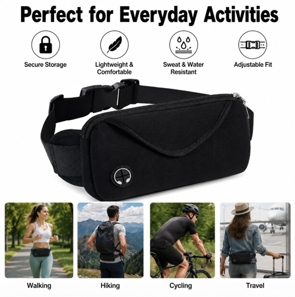 Adjustable Running Belt Water Resistant Waist Pack Fanny Bag Men Women Phone