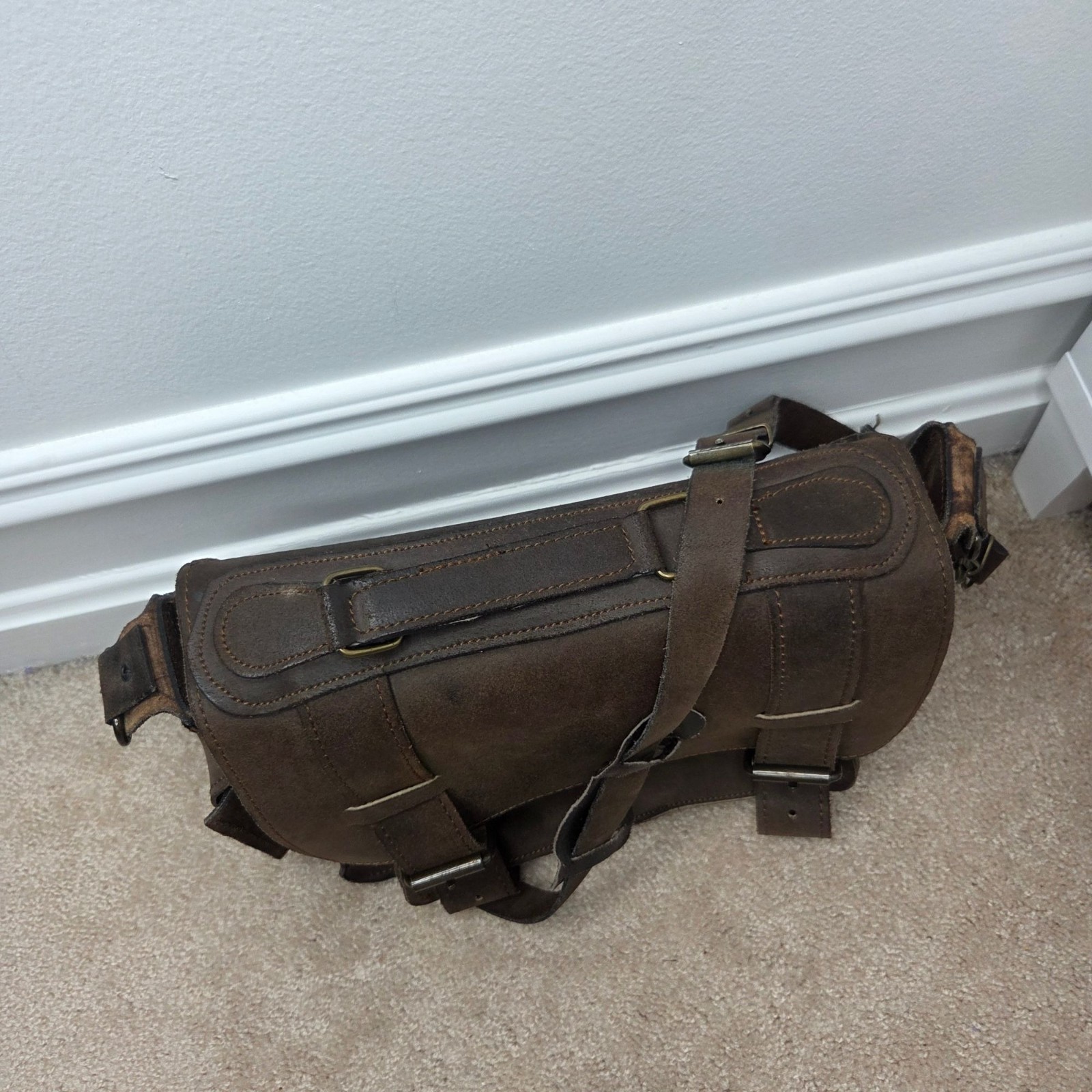 Handcrafted Brown Leather Shoulder Bag Messenger Saddlebag Made in Greece