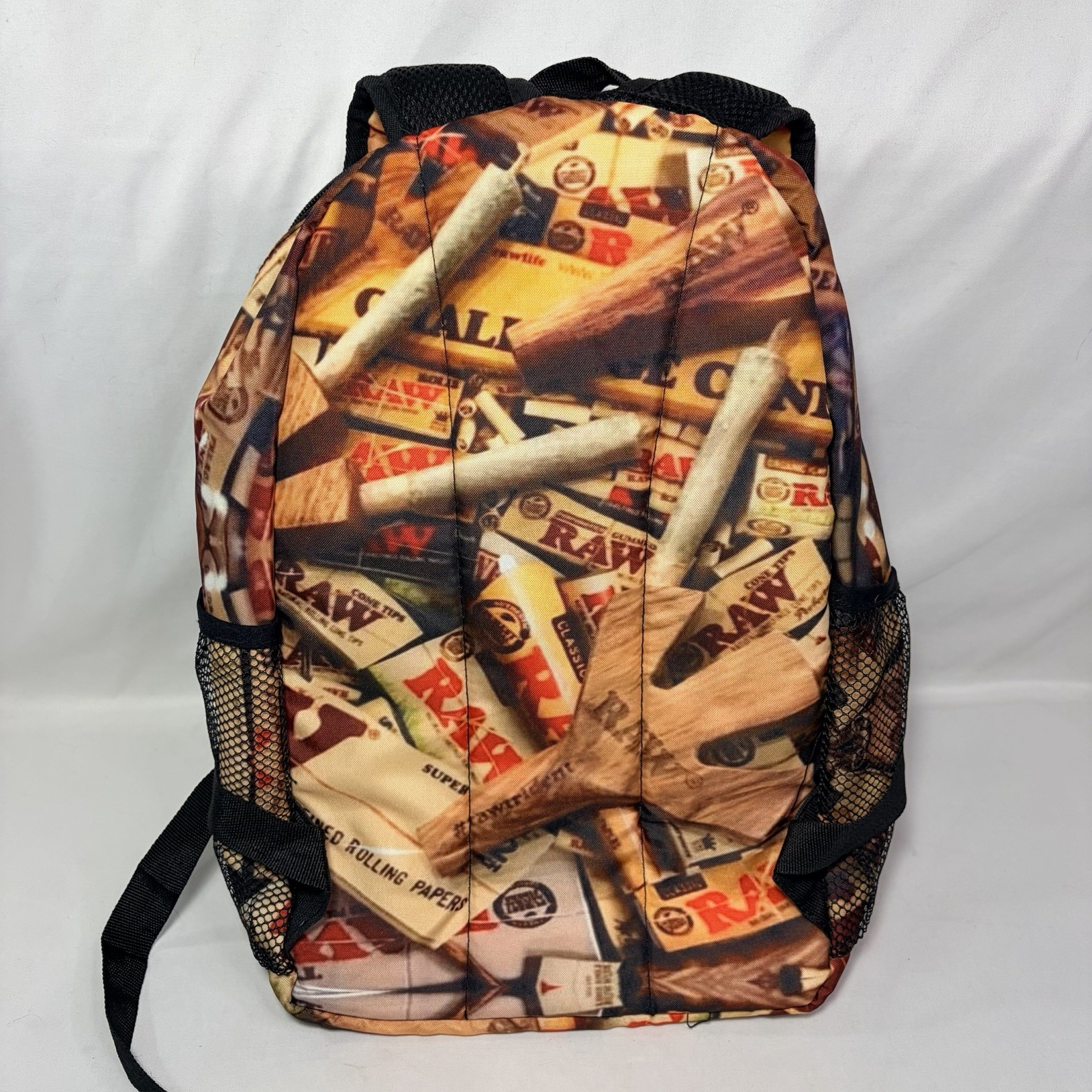 RAW Smoking Paper/Cones Branded Collage Logo Image Zipper Backpack New