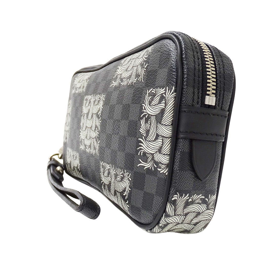 Louis Vuitton Christopher Bag Men’s Clutch Damié Graphite Black Used
