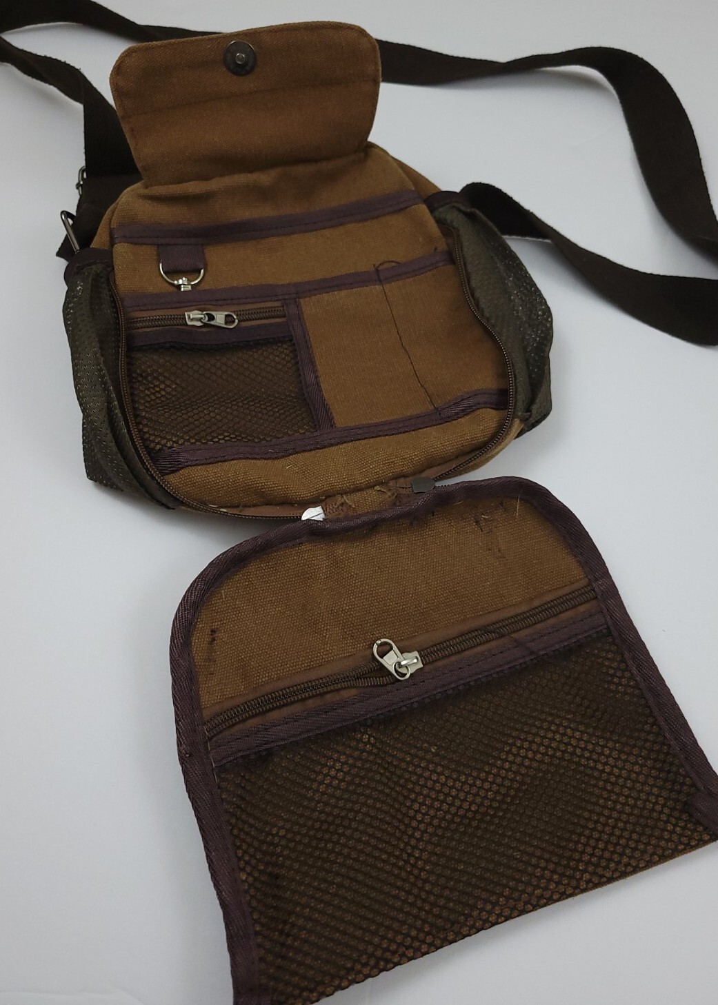 Vintage Canvas Shoulder Side Bag Tech Multi Pocket Travel Sport Cargo 90s Vtg
