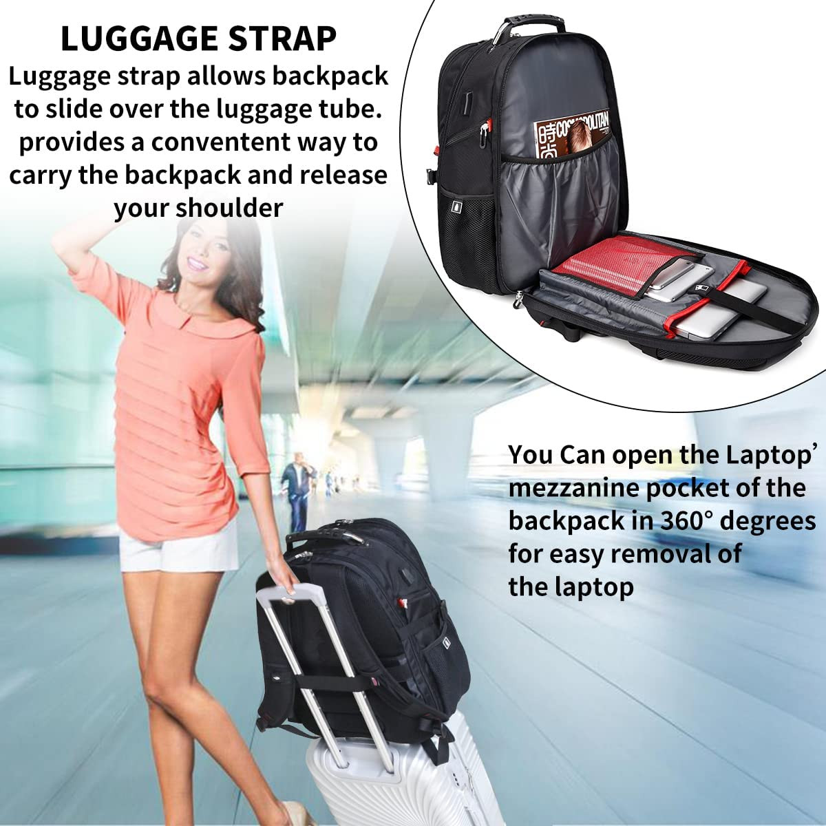 Extra Large 50L Travel Laptop Backpack 17 Inch