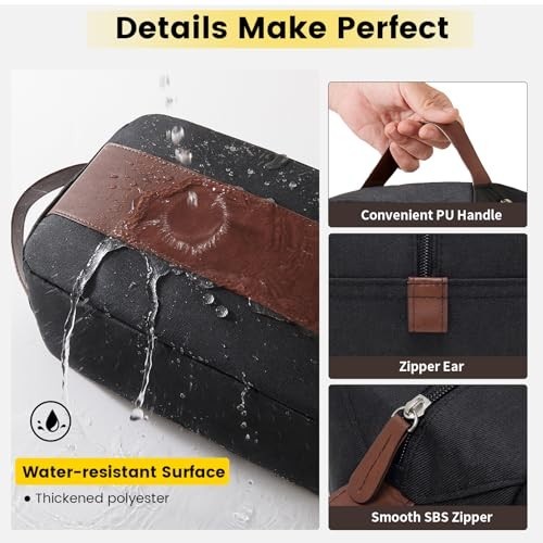 Toiletry Bag Men Water Resistant Accessories Travel Essentials Medium Bag, Black