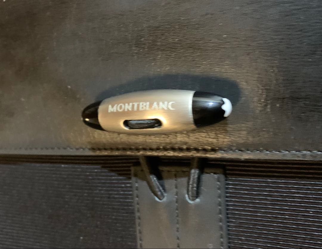 Montblanc Business Bag Black Canvas Leather Classic Briefcase Matte Finish