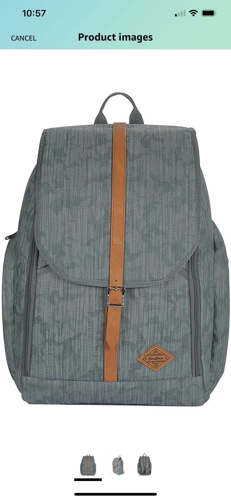 JuneHouse MM laptop backpack Fit Up to 15″ Fashion Linen Gray Stripe