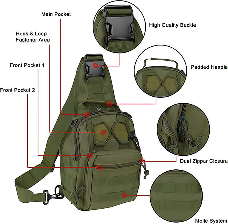 Outdoor Mens Backpack Tactical Sling Shoulder Bag Molle Travel Chest Pack Hiking
