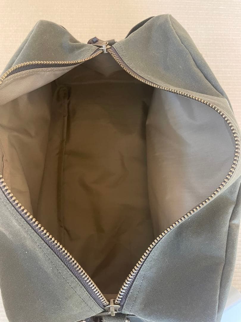 Filson Duffle Bag Genuine Leather Trim Cotton Olive Green Made In Vietnam