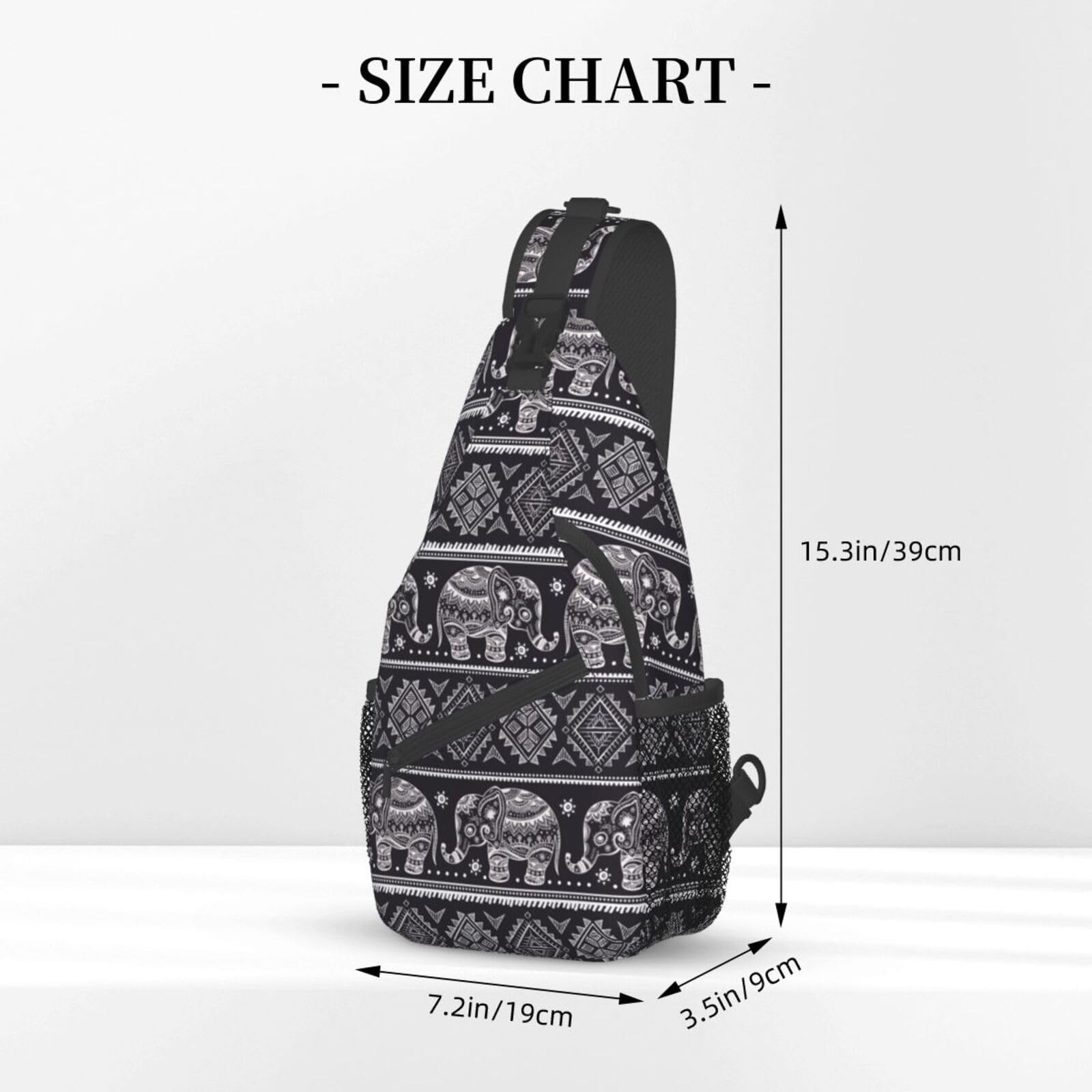 Boho Elephants Sling Backpack Unisex Crossbody Chest Bag Shoulder Chest Bag F…