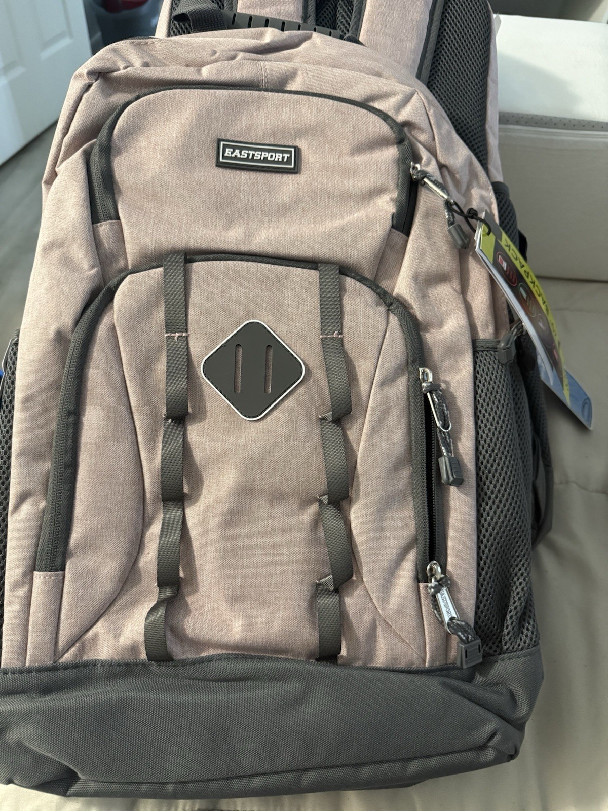 Eastsport Gray Backpack Zip Closure w/ Water Bottle Pocket Travel Casual Men