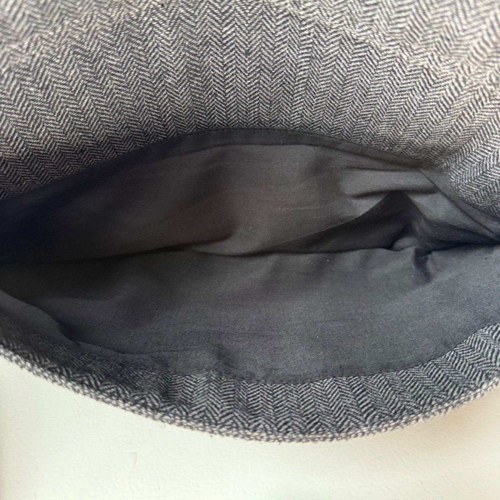 Banana Republic Herringbone Messenger Bag Charcoal Grey Wool Blend Travel Bag
