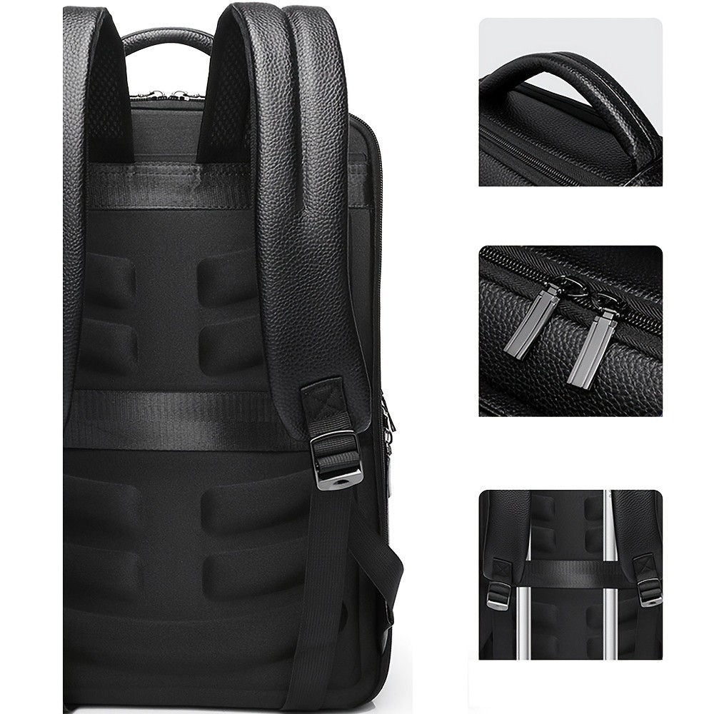 US Business Mens Leather School Backpack 16″ Laptop Travel Waterproof Bag A