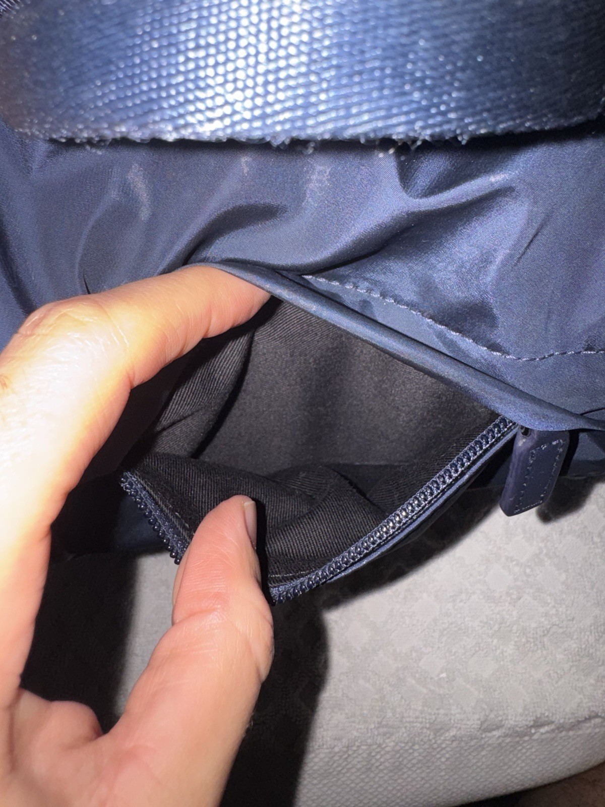 MCM Dieter Two Pocket Monogram Visetos Nylon Leather Flap Backpack Navy Blue Bag