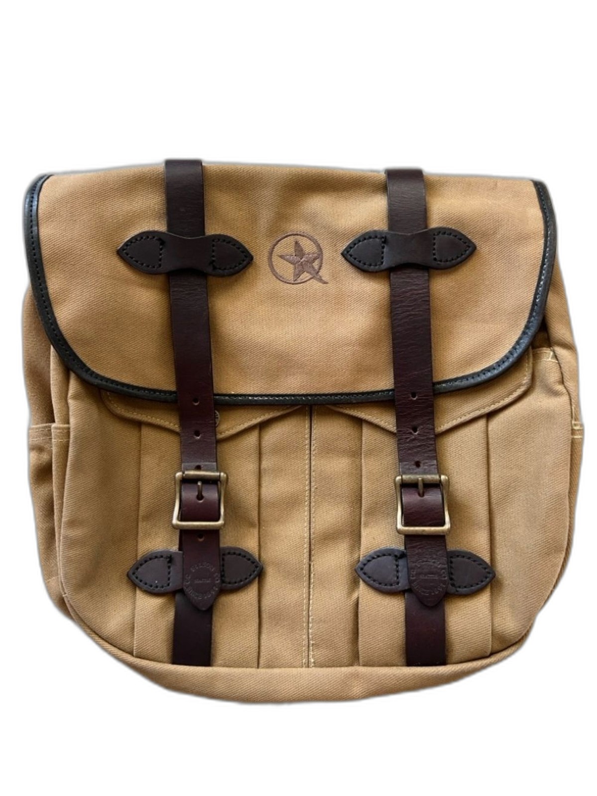 VTG Authentic Filson Medium Field Bag 232 Tan Canvas Bridle Leather Excellent