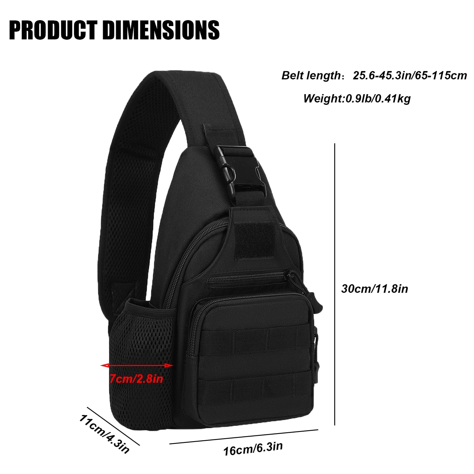 Tactical Sling Crossbody Backpack With Water Bottle Holder Molle Edc Shoulder Sl