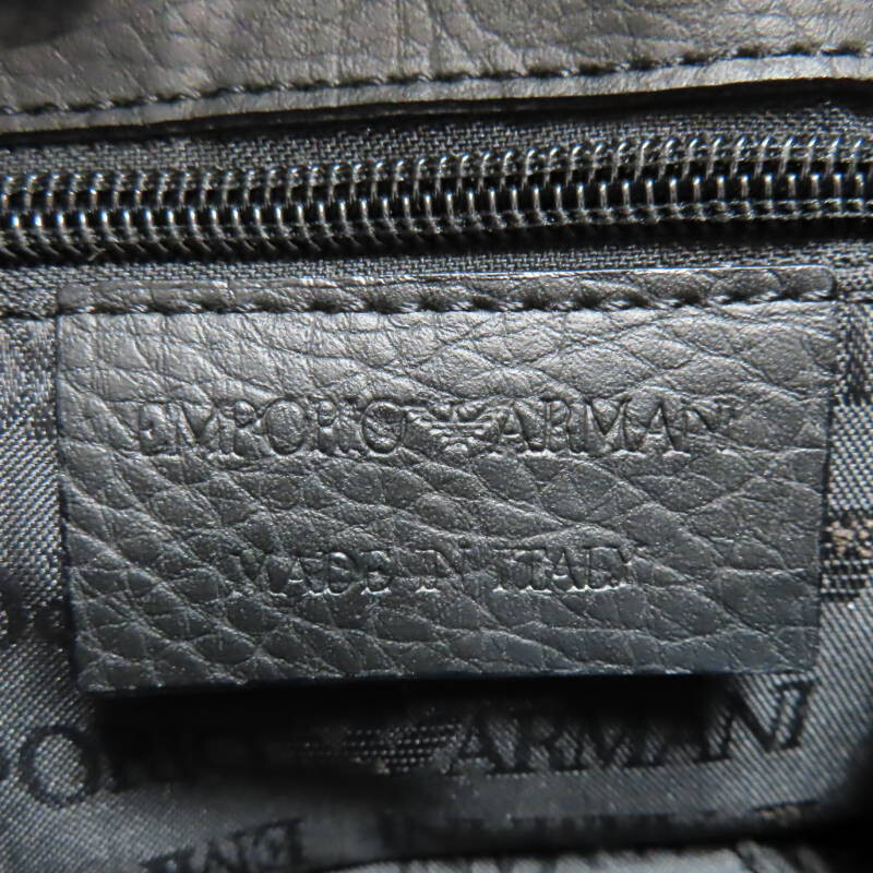 S02-k078 EMPORIO ARMANI Logo allover canvas/leather shoulder bag, black