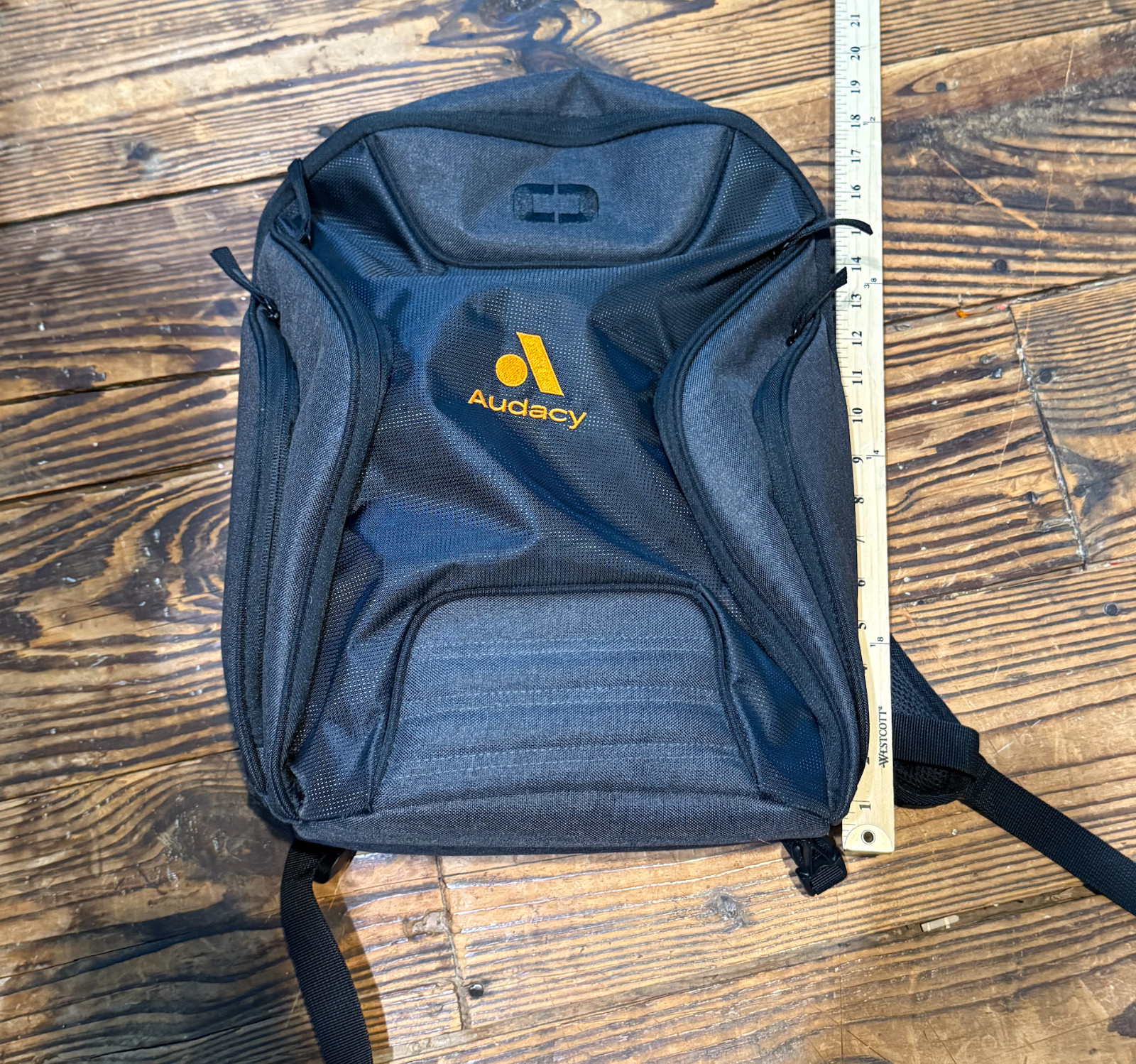 NEW Ogio Backpack Gambit Padded Laptop Backpack Graphite Black NWOT Audacy Logo