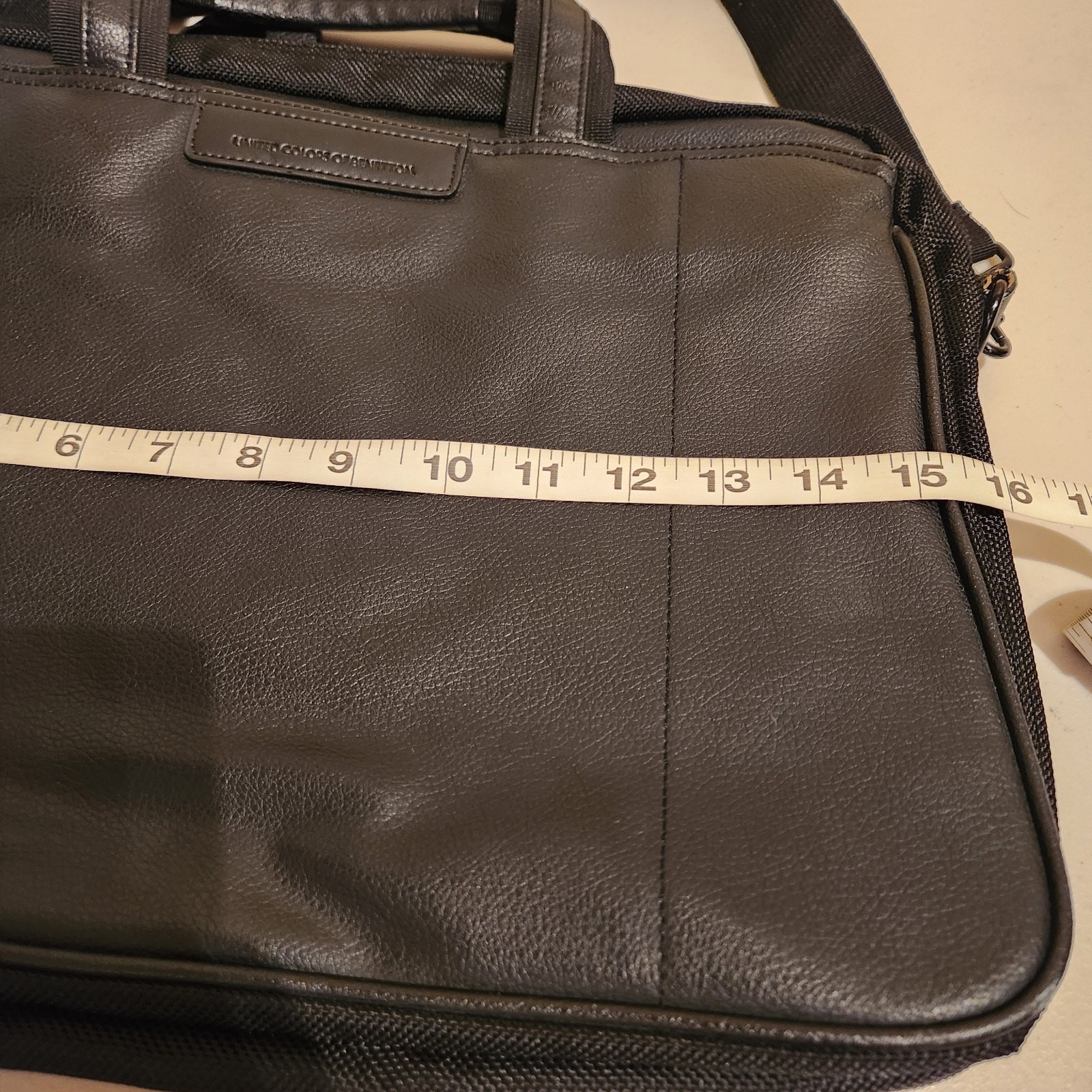 United Colors Of Benetton Men’s Black Faux Leather Briefcase Travel Laptop Bag