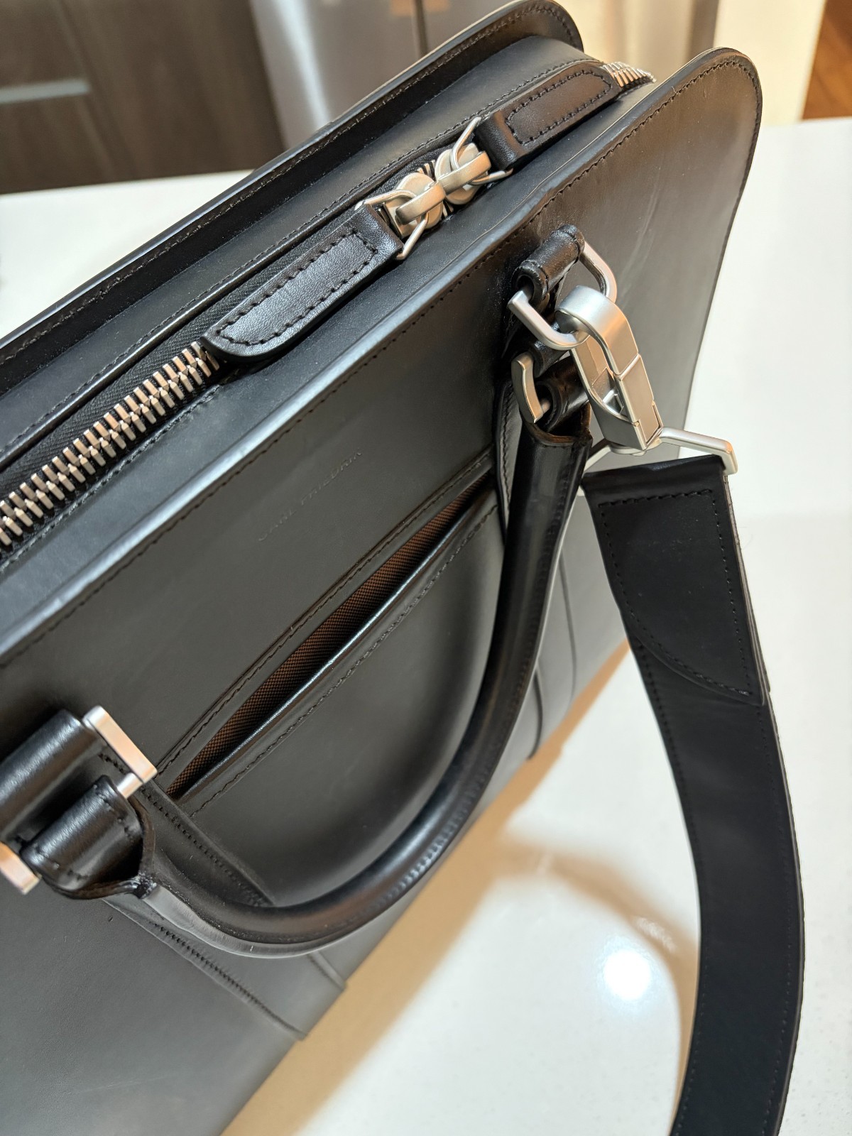 Carl Friedrik Palissy Briefcase – 10L – Black Smooth Vachetta Leather