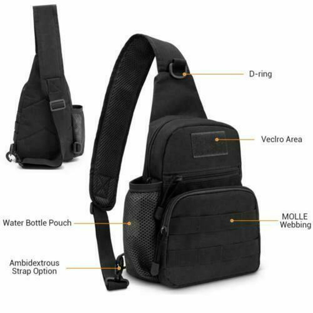 Black Dual Shoulder Bag Tactical Military MOLLE Crossbody Outdoor Grocery Bag US