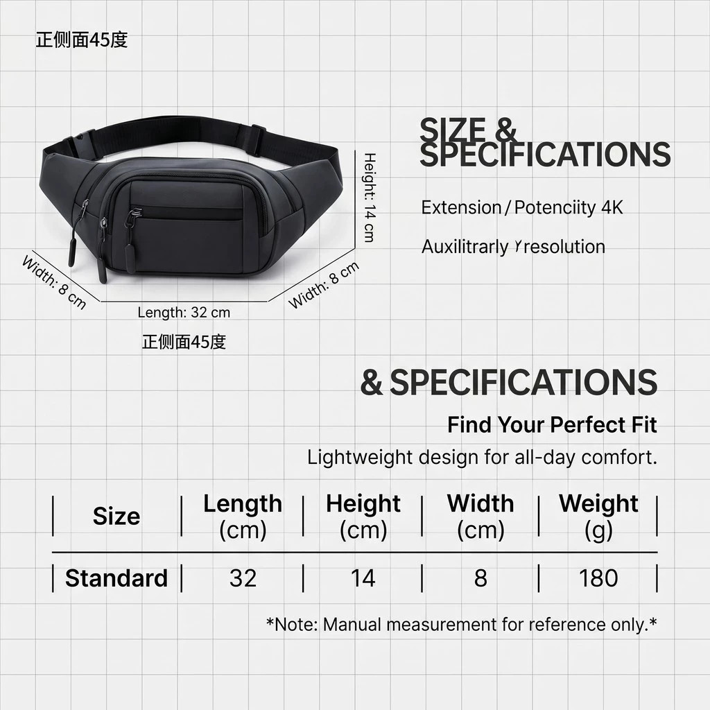 Stylish Men’s Multi-Pocket Fanny Pack Waterproof Crossbody Bag for Travel Sports