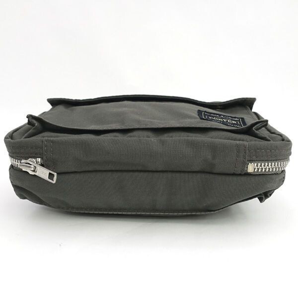 PORTER Smoky Gray Flap Shoulder Bag Canvas Men Vintage Authentic Made in JAPAN