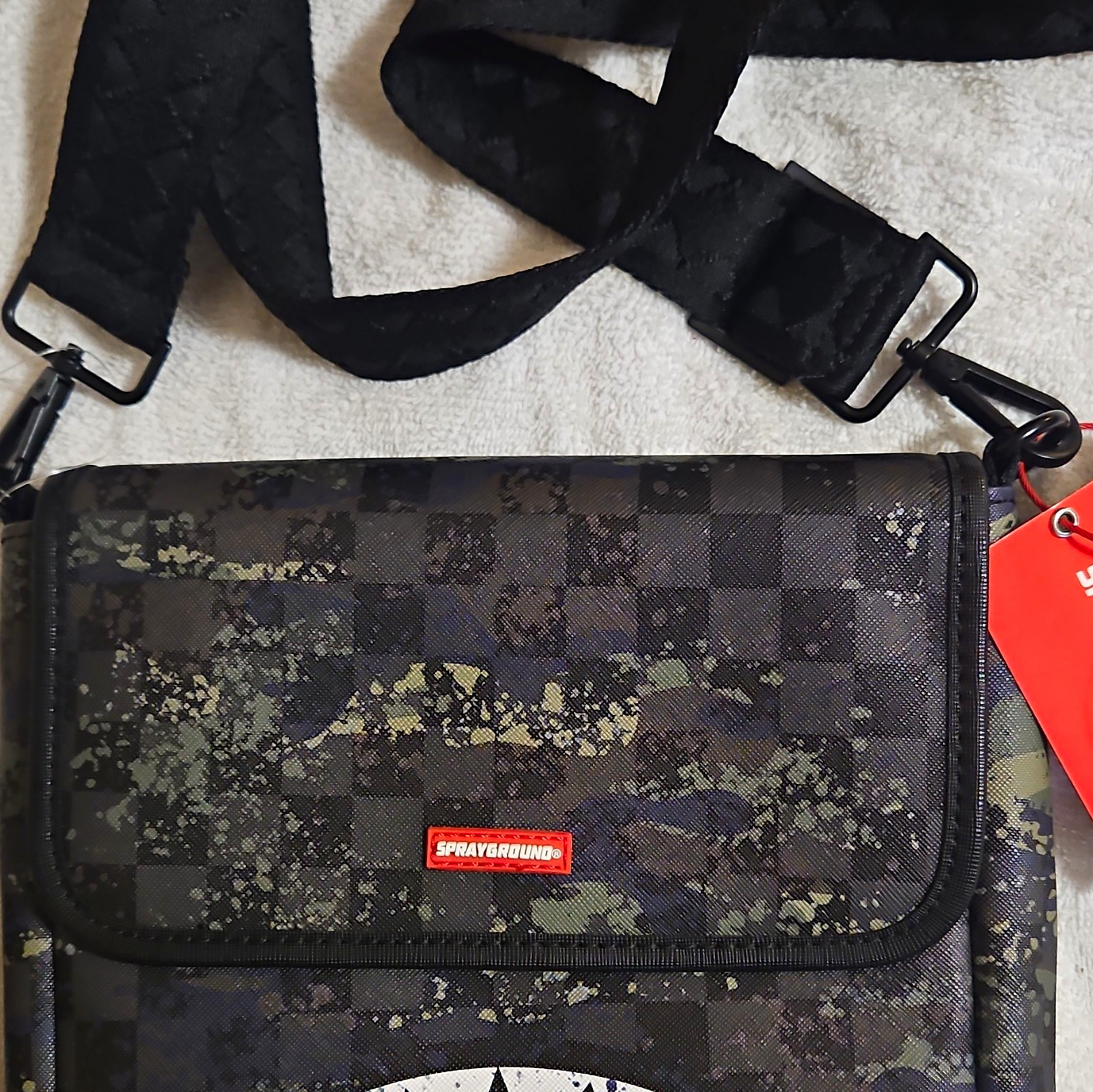 Sprayground Limited Edition Camo Crossbody Bag Zip, Adjustable Strap, Pockets