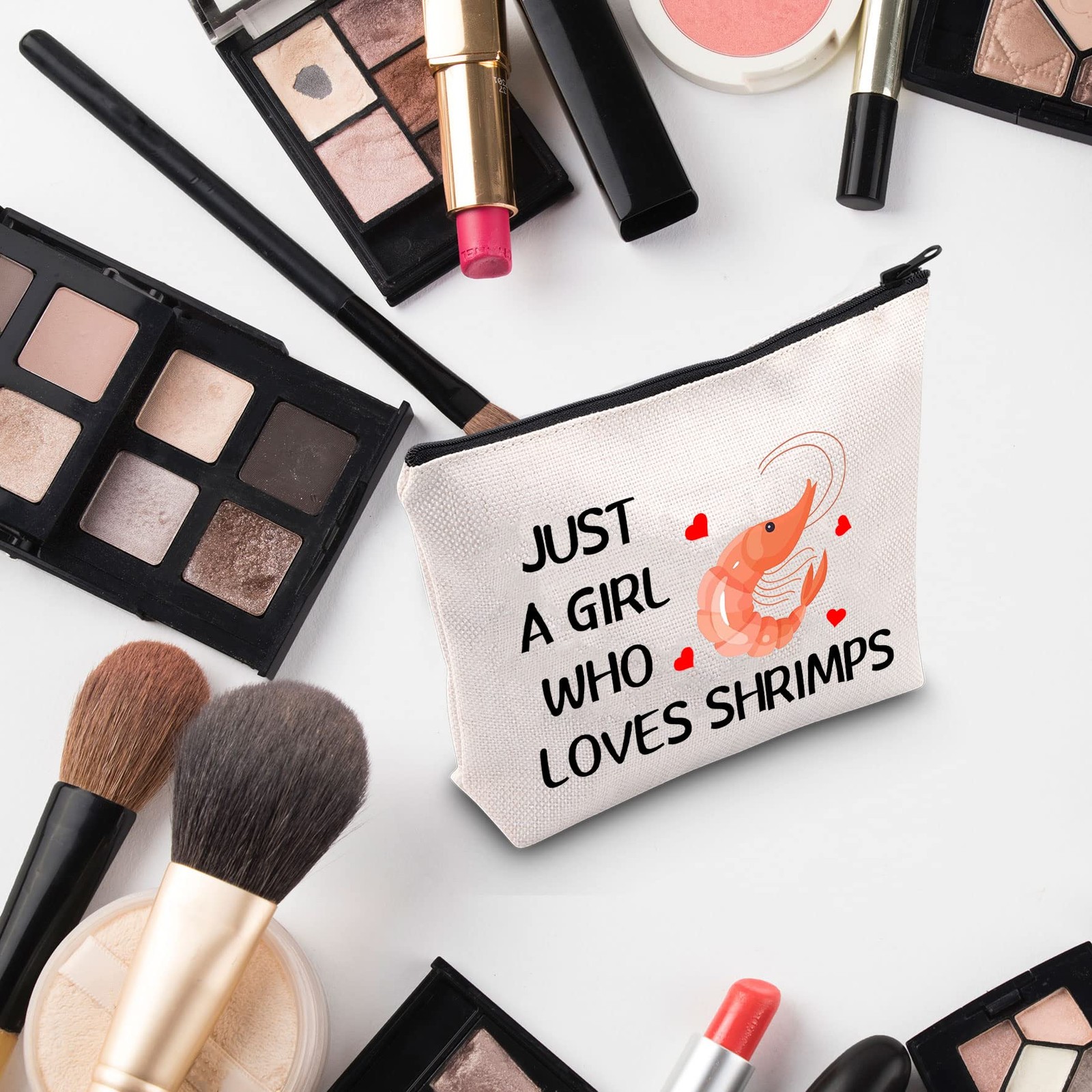 G2TUP Shrimp Lover Gift Who Loves Shrimps Makeup White Bag