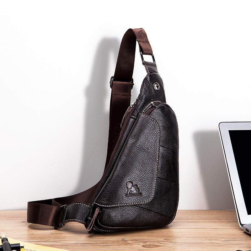 Mens Leather Shoulder Bag Sling Bag for Men Crossbody Bag Chest Bag Daypack New